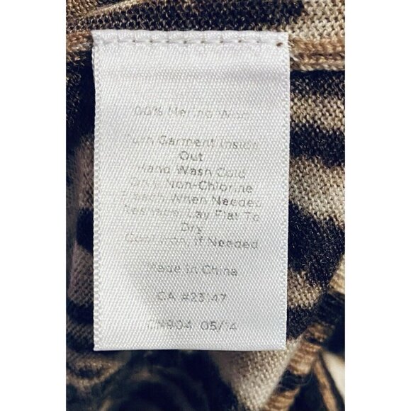 Talbots Sweater Womens Large Brown Animal Print Merino Wool Lightweight Boho - Picture 5 of 6